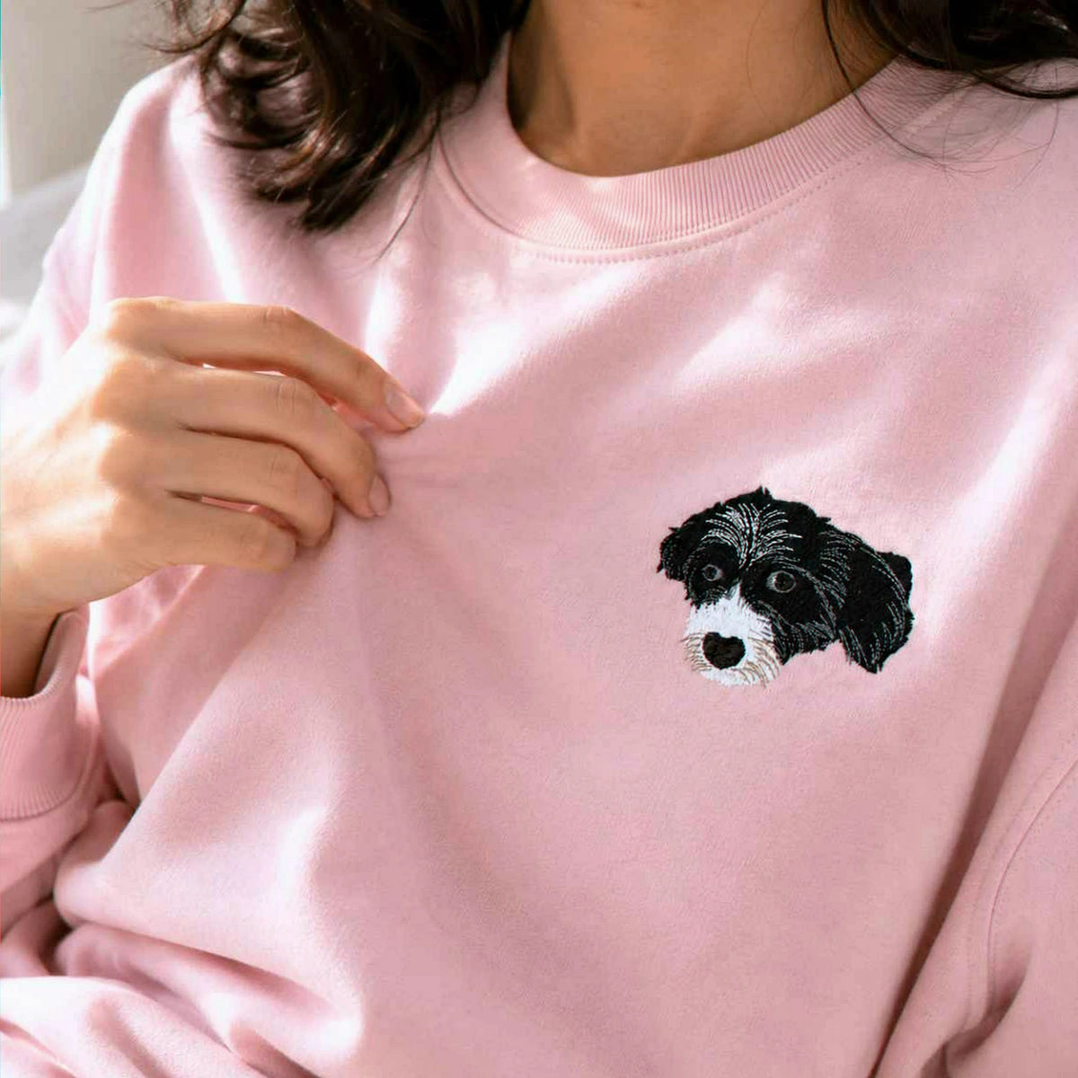Custom Dog Portrait T-shirt for Birthday Girlfriend - Embroidered Pet Photo Tee & Name - Gift for Her