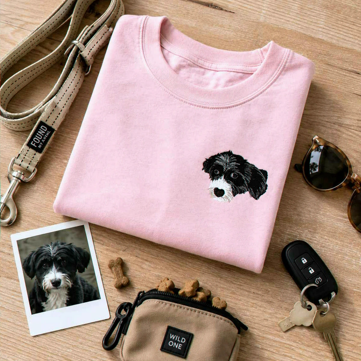 Custom Dog Portrait T-shirt for Birthday Girlfriend - Embroidered Pet Photo Tee & Name - Gift for Her