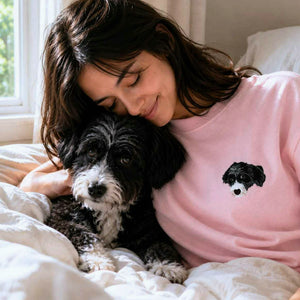 Custom Dog Portrait T-shirt for Birthday Girlfriend - Embroidered Pet Photo Tee & Name - Gift for Her