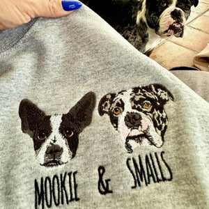 Custom Dog Portrait T-shirt for Birthday Girlfriend - Embroidered Pet Photo Tee & Name - Gift for Her