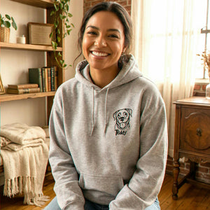 Custom Dog Memorial Sweatshirt for Girlfriend - Embroidered Pet Photo Outline Crewneck & Name - Dog Loss Sympathy Gift for Her