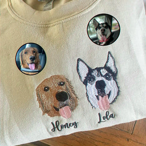 Custom Dog Portrait T-shirt for Birthday Girlfriend - Embroidered Pet Photo Tee & Name - Gift for Her