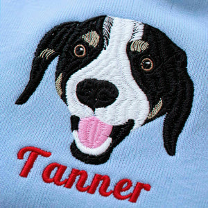 Custom Dog Portrait T-shirt for Birthday Grandma - Embroidered Pet Photo Tee & Name - Gift for Her
