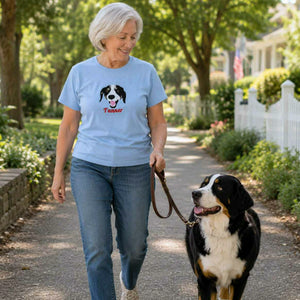 Custom Dog Portrait T-shirt for Birthday Grandma - Embroidered Pet Photo Tee & Name - Gift for Her