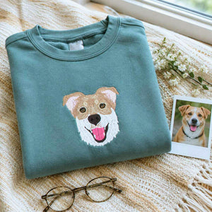 Custom Dog Memorial T-Shirt for Grandma - Embroidered Pet Photo Portrait Tee & Name - Dog Loss Sympathy Gift for Her