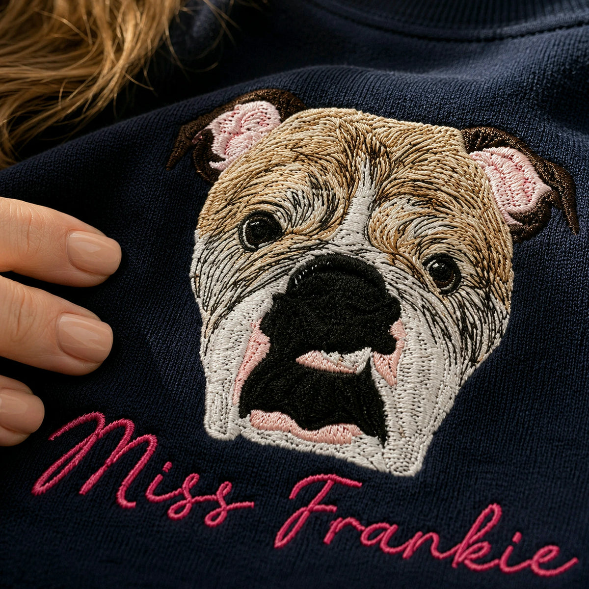 Custom Dog Memorial Sweatshirt for Grandma - Embroidered Pet Photo Portrait Crewneck & Name - Dog Loss Sympathy Gift for Her