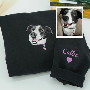 Custom Dog Memorial Sweatshirt for Grandma - Embroidered Pet Photo Portrait Crewneck & Name - Dog Loss Sympathy Gift for Her