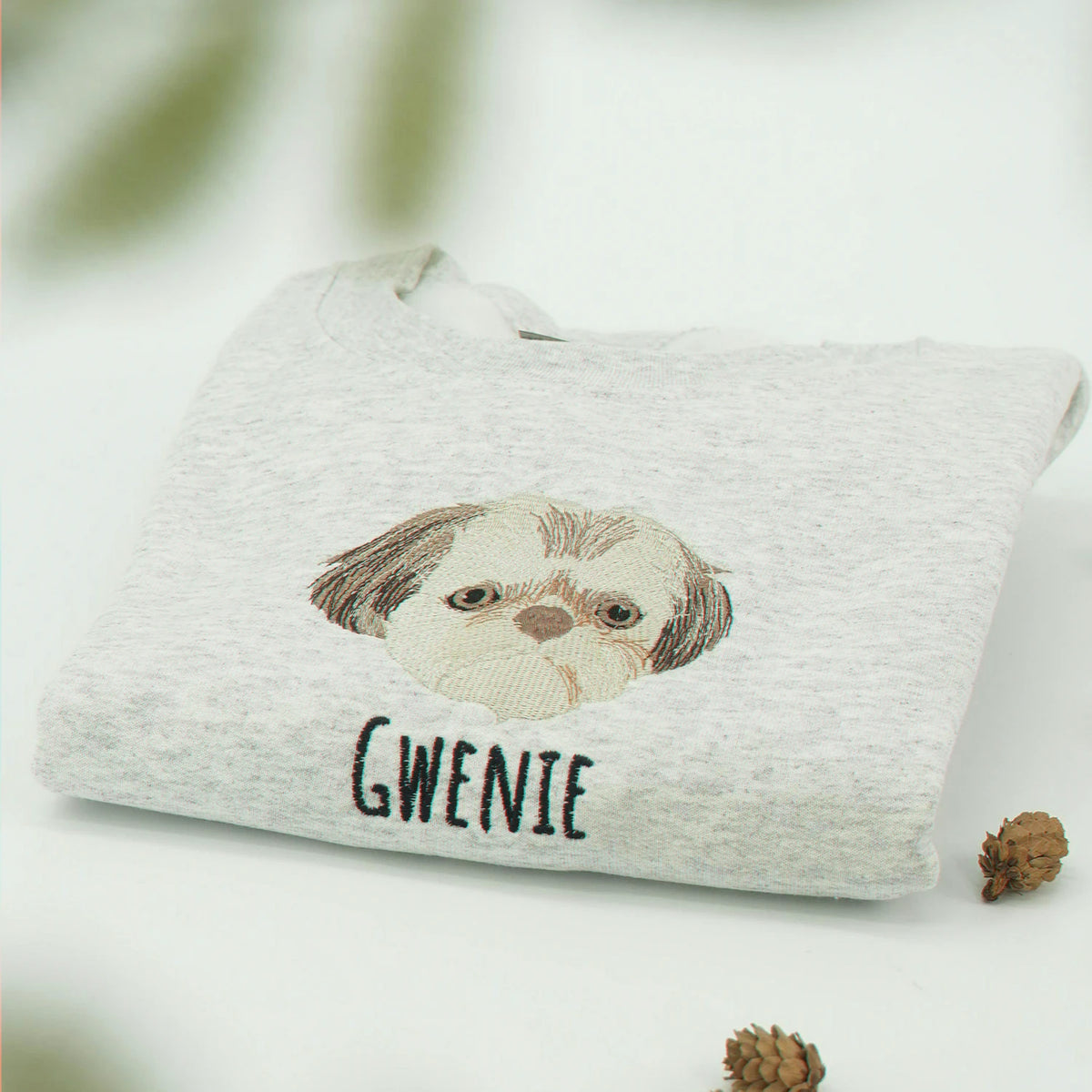 Custom Dog Memorial Sweatshirt for Grandma - Embroidered Pet Photo Portrait Crewneck & Name - Dog Loss Sympathy Gift for Her