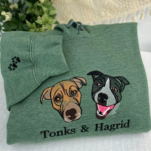 Custom Dog Memorial Sweatshirt for Grandma - Embroidered Pet Photo Portrait Crewneck & Name - Dog Loss Sympathy Gift for Her