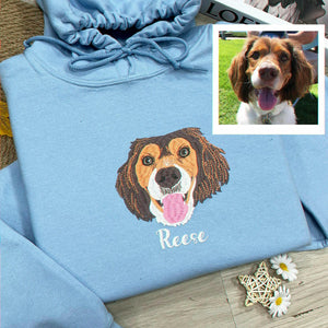 Custom Dog Memorial Sweatshirt for Grandma - Embroidered Pet Photo Portrait Crewneck & Name - Dog Loss Sympathy Gift for Her