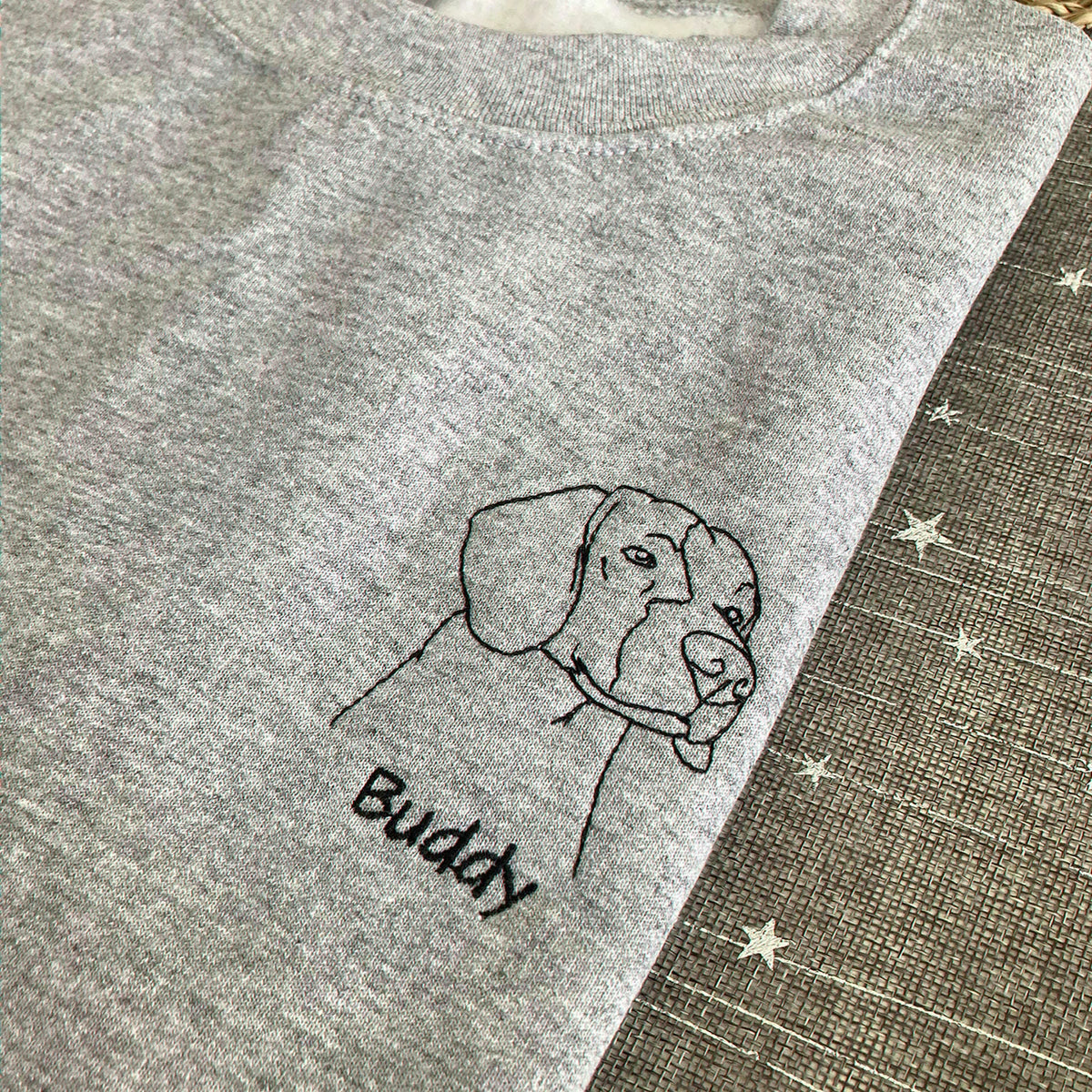 Custom Dog Memorial Sweatshirt for Grandma - Embroidered Pet Photo Outline Crewneck & Name - Dog Loss Sympathy Gift for Her