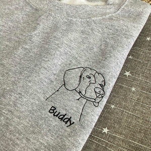 Custom Dog Memorial Sweatshirt for Grandma - Embroidered Pet Photo Outline Crewneck & Name - Dog Loss Sympathy Gift for Her