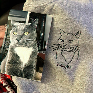 Custom Dog Memorial Sweatshirt for Grandma - Embroidered Pet Photo Outline Crewneck & Name - Dog Loss Sympathy Gift for Her