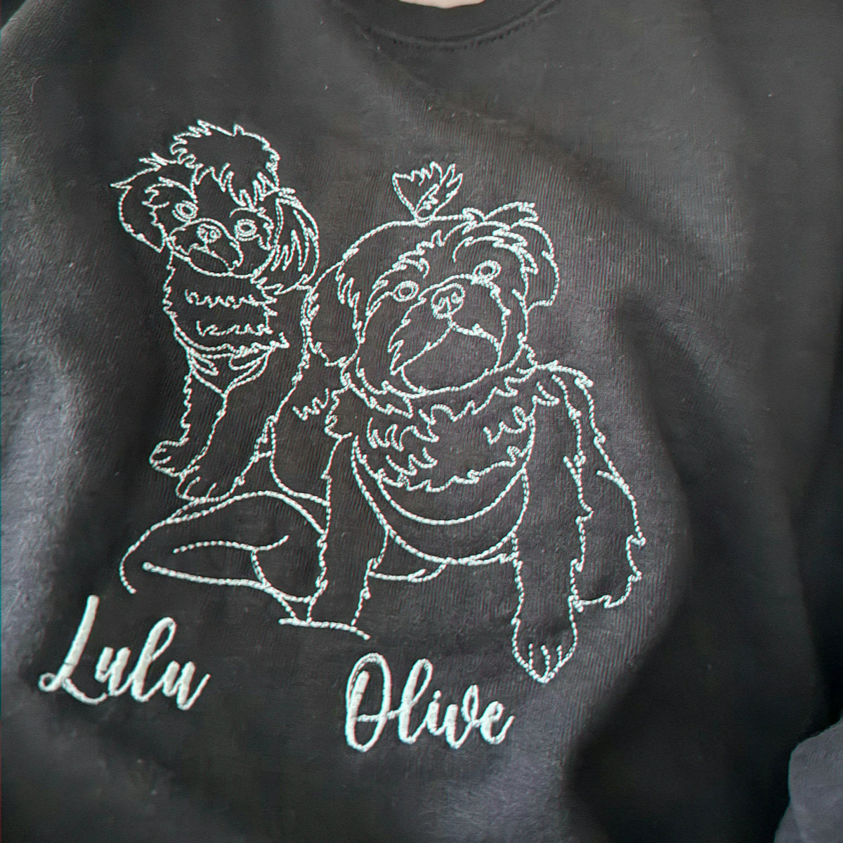 Custom Dog Memorial Sweatshirt for Grandma - Embroidered Pet Photo Outline Crewneck & Name - Dog Loss Sympathy Gift for Her