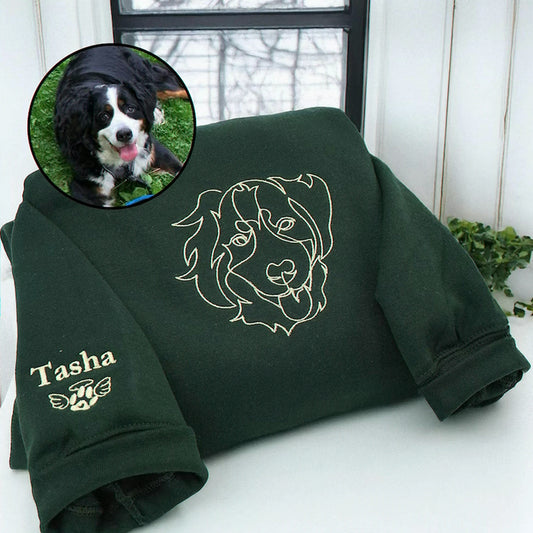 Forest Cusom Dog Portrait Embroidered Sweatshirt for Dog Grandma