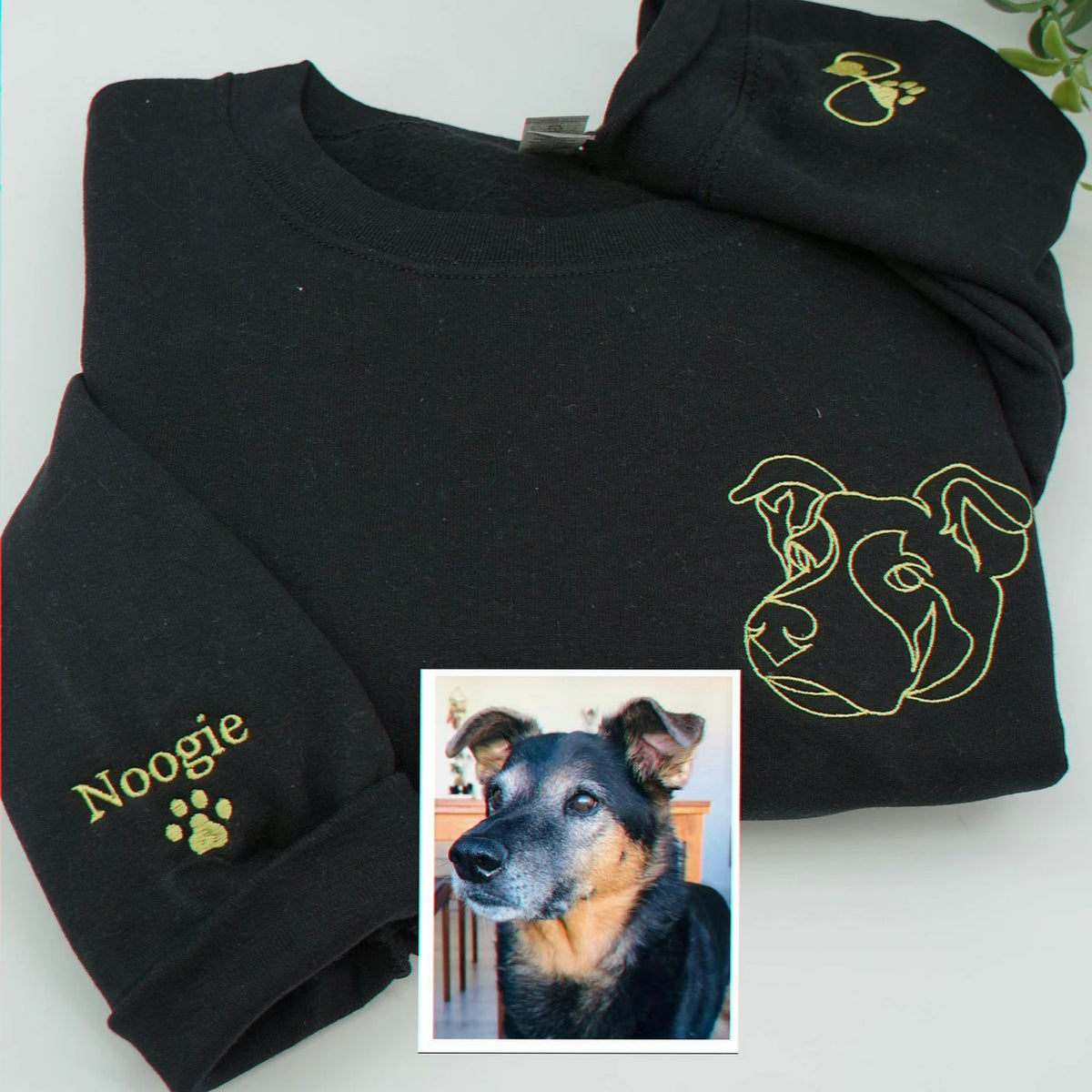 Custom New Dog Outline Sweatshirt for Grandma - Embroidered Pet Photo Crewneck & Name - First Time Dog Grandma Gift for Her
