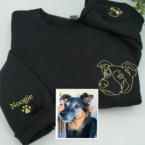 Custom New Dog Outline Sweatshirt for Grandma - Embroidered Pet Photo Crewneck & Name - First Time Dog Grandma Gift for Her
