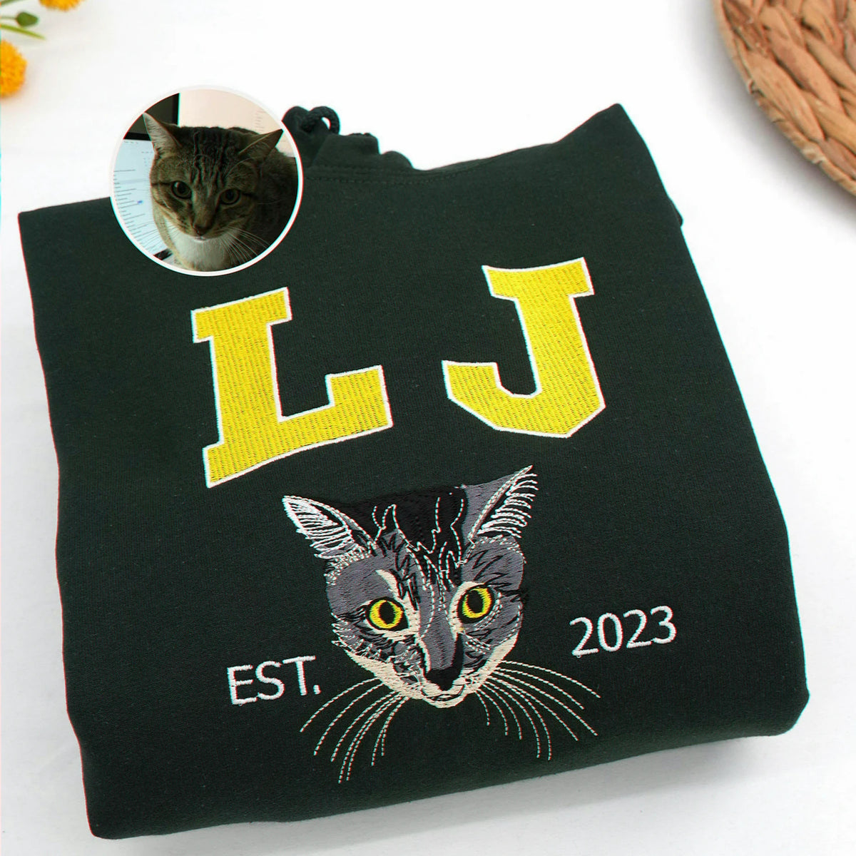 Custom Dog Portrait Sweatshirt for Birthday Grandma - Embroidered Pet Photo Crewneck & Name - Gift for Her