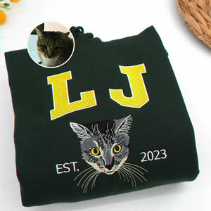 Custom Dog Portrait Sweatshirt for Birthday Grandma - Embroidered Pet Photo Crewneck & Name - Gift for Her
