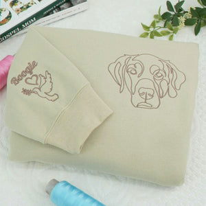 Custom Dog Outline Sweatshirt for Birthday Grandma - Minimalist Embroidered Pet Photo Crewneck & Name - Gift for Her