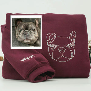 Custom New Dog Outline Sweatshirt for Grandma - Embroidered Pet Photo Crewneck & Name - First Time Dog Grandma Gift for Her