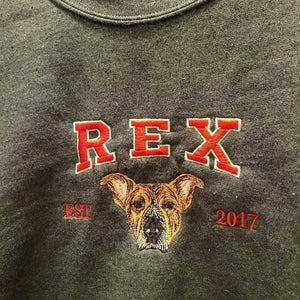 Custom Dog Portrait Sweatshirt for Birthday Grandma - Embroidered Pet Photo Crewneck & Name - Gift for Her