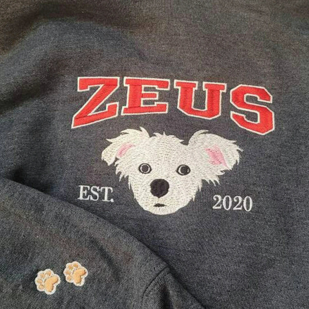 Custom Dog Portrait Sweatshirt for Birthday Grandma - Embroidered Pet Photo Crewneck & Name - Gift for Her