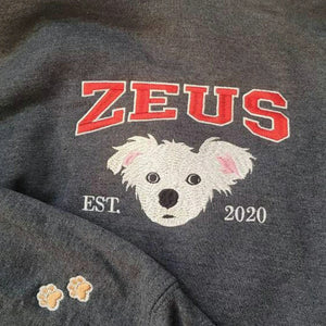 Custom Dog Portrait Sweatshirt for Birthday Grandma - Embroidered Pet Photo Crewneck & Name - Gift for Her