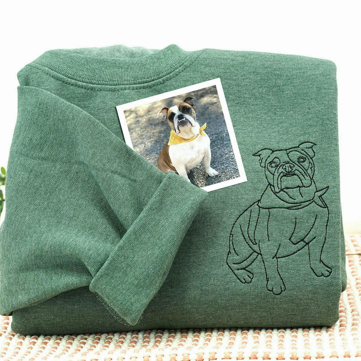 Custom Dog Memorial Sweatshirt for Grandma - Embroidered Pet Photo Outline Crewneck & Name - Dog Loss Sympathy Gift for Her
