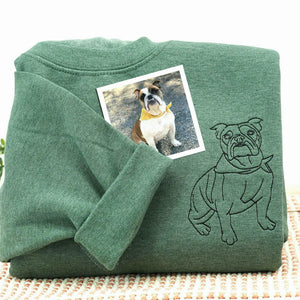 Custom Dog Memorial Sweatshirt for Grandma - Embroidered Pet Photo Outline Crewneck & Name - Dog Loss Sympathy Gift for Her