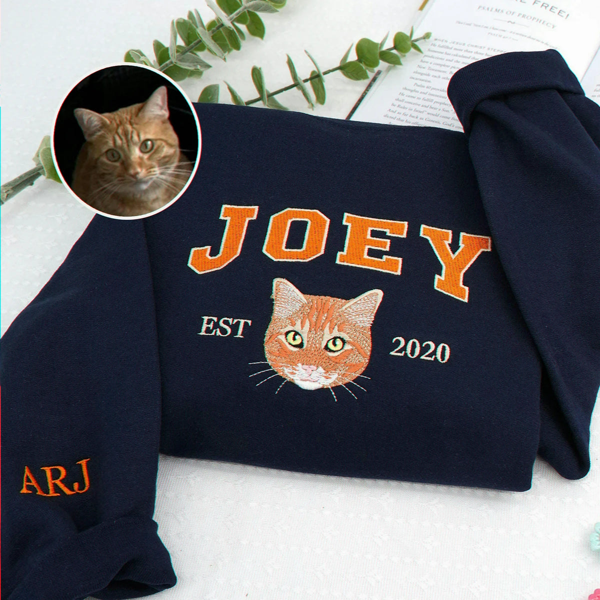 Custom Dog Portrait Sweatshirt for Birthday Grandma - Embroidered Pet Photo Crewneck & Name - Gift for Her