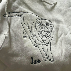 Custom Dog Memorial Sweatshirt for Grandma - Embroidered Pet Photo Outline Crewneck & Name - Dog Loss Sympathy Gift for Her