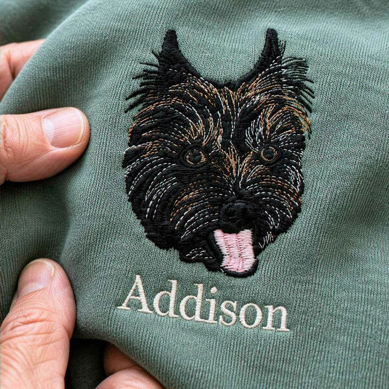 Custom Dog Portrait T-shirt for Birthday Grandpa - Embroidered Pet Photo Tee & Name - Gift for Him