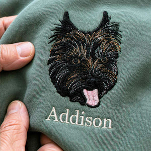 Custom Dog Portrait T-shirt for Birthday Grandpa - Embroidered Pet Photo Tee & Name - Gift for Him