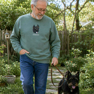 Custom Dog Portrait T-shirt for Birthday Grandpa - Embroidered Pet Photo Tee & Name - Gift for Him