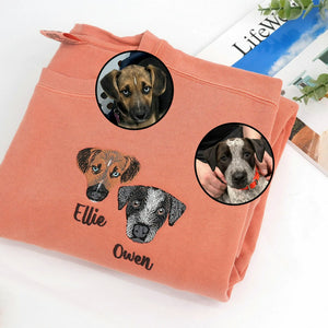 Custom Dog Memorial Sweatshirt for Grandpa - Embroidered Pet Photo Portrait Crewneck & Name - Dog Loss Sympathy Gift for Him