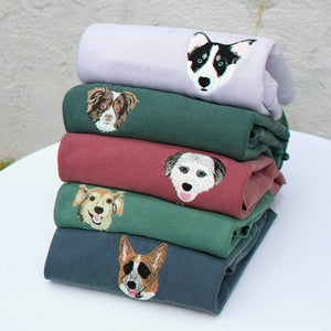 Custom Dog Memorial Sweatshirt for Grandpa - Embroidered Pet Photo Portrait Crewneck & Name - Dog Loss Sympathy Gift for Him