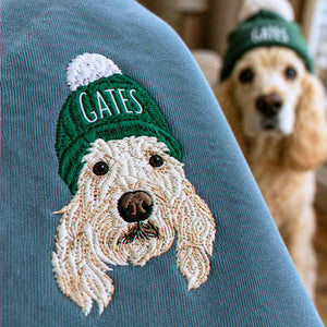 Custom Dog Memorial T-Shirt for Grandpa - Embroidered Pet Photo Portrait Tee & Name - Dog Loss Sympathy Gift for Him