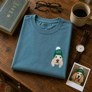 Custom Dog Memorial T-Shirt for Grandpa - Embroidered Pet Photo Portrait Tee & Name - Dog Loss Sympathy Gift for Him