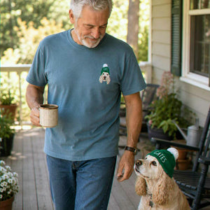 Custom Dog Memorial T-Shirt for Grandpa - Embroidered Pet Photo Portrait Tee & Name - Dog Loss Sympathy Gift for Him