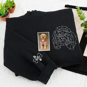 Custom New Dog Outline Sweatshirt for Grandpa - Embroidered Pet Photo Outline Crewneck & Name - First Time Dog Grandpa Gift for Him