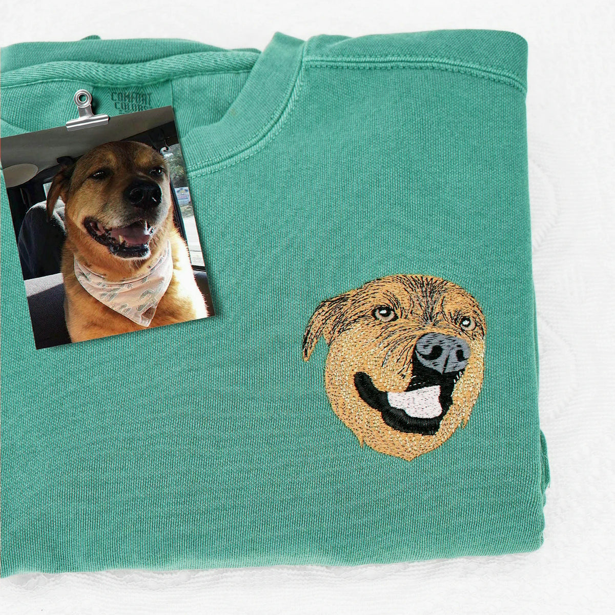 Custom Dog Portrait Sweatshirt for Birthday Grandpa - Embroidered Pet Photo Crewneck & Name - Gift for Him