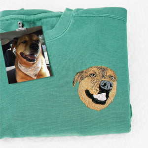 Custom Dog Portrait Sweatshirt for Birthday Grandpa - Embroidered Pet Photo Crewneck & Name - Gift for Him