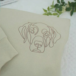 Custom New Dog Outline Sweatshirt for Grandpa - Embroidered Pet Photo Outline Crewneck & Name - First Time Dog Grandpa Gift for Him