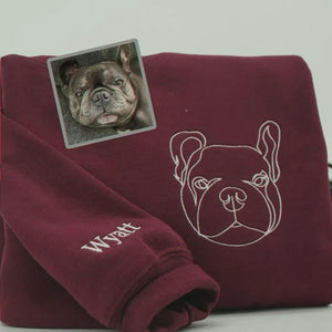 Custom New Dog Outline Sweatshirt for Grandpa - Embroidered Pet Photo Outline Crewneck & Name - First Time Dog Grandpa Gift for Him