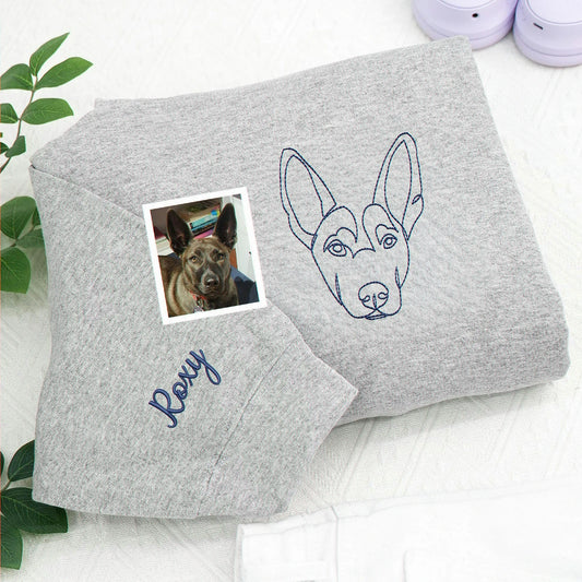 Sand Dog Portrait from Photo Embroidered Custom Gift for Dog Grandpa