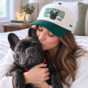Custom Dog Portrait Varsity Snapback Hat, Embroidered Dog Photo with Est Year Cap, Christmas Gift for Dog Mom