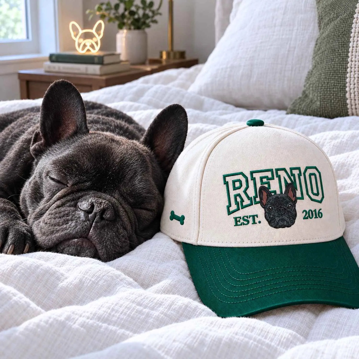 Custom Dog Portrait Varsity Snapback Hat, Embroidered Dog Photo with Est Year Cap, Christmas Gift for Dog Mom