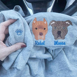 Custom Dog Portrait Sweatshirt for Birthday Husband - Embroidered Pet Photo Crewneck & Name - Gift for Him