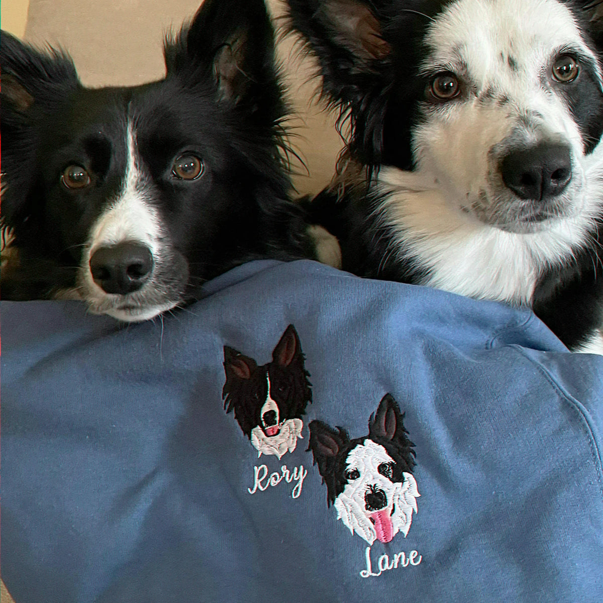 Custom Dog Portrait Sweatshirt for Birthday Husband - Embroidered Pet Photo Crewneck & Name - Gift for Him